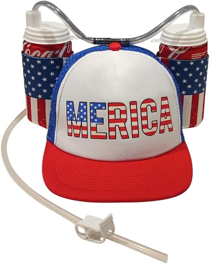 USA 'Merica' Patriotic Drinking Cap