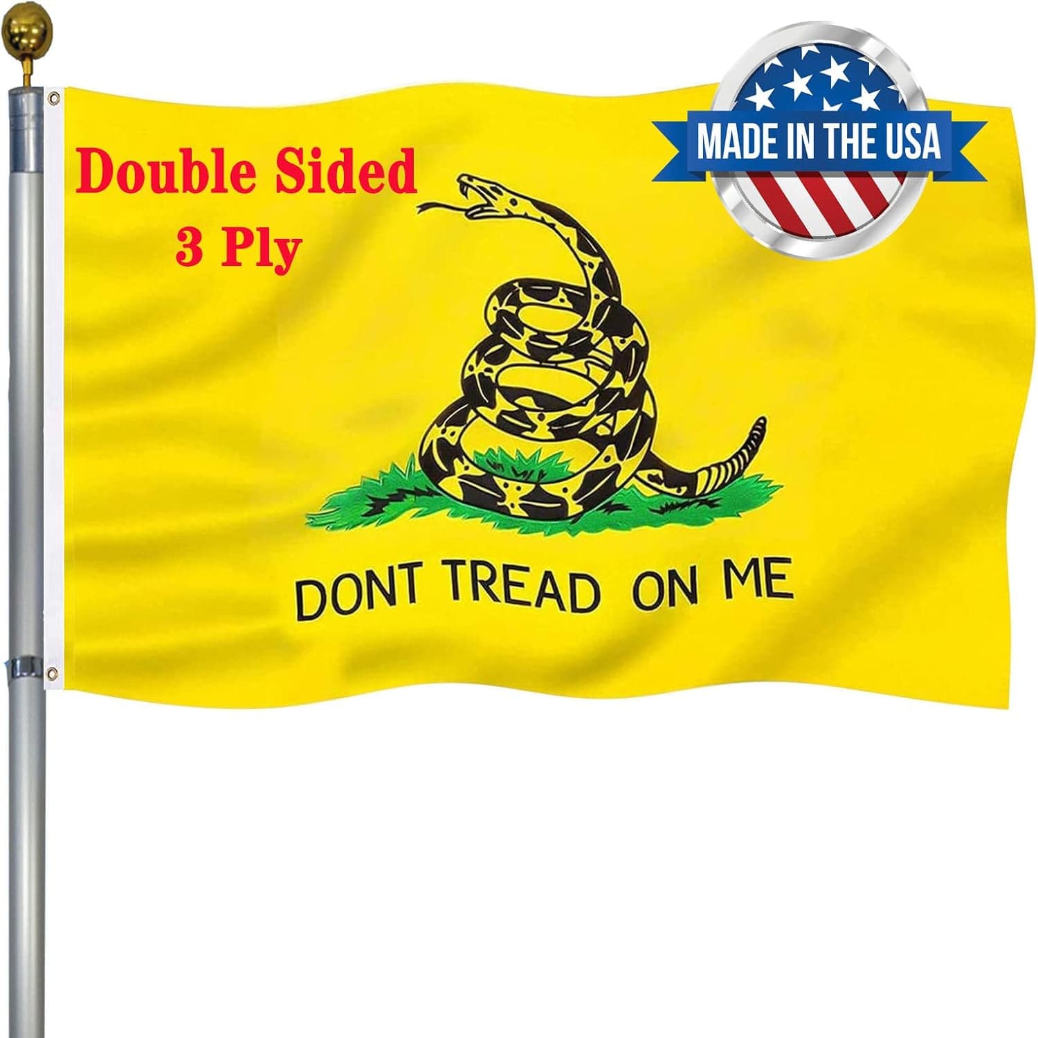 Gadsden "Don't Tread on Me" Flag — 3x5 ft