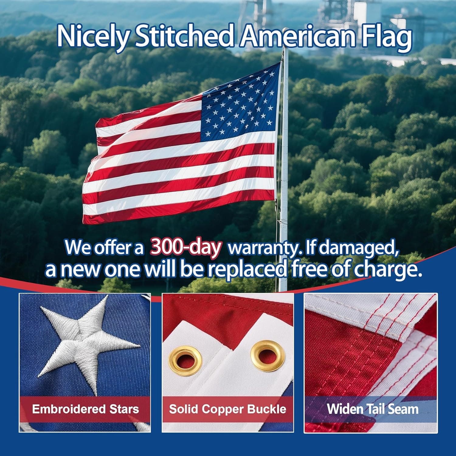 American Flag Nylon Outdoor Flag — 3x5 ft