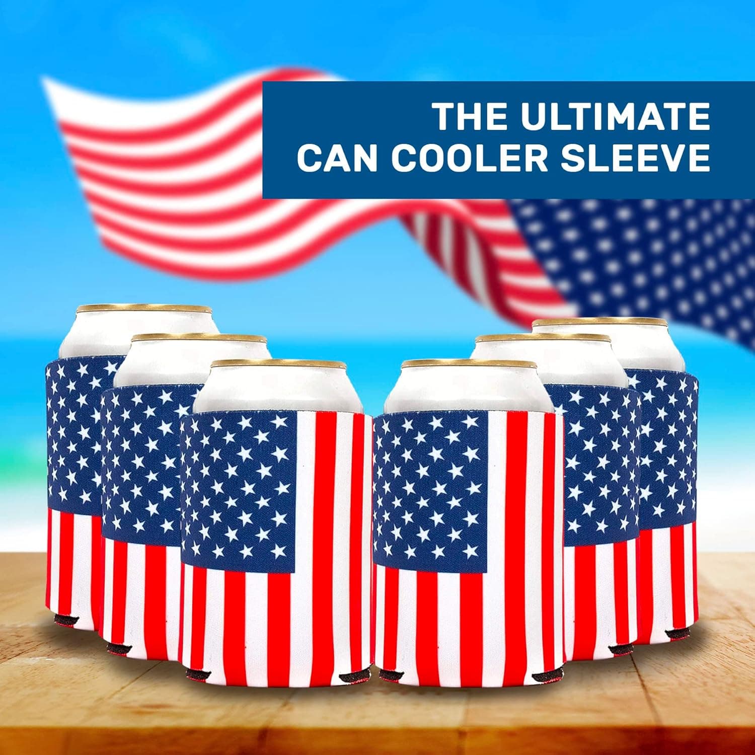 USA Flag Can Koozie — 12 Pack